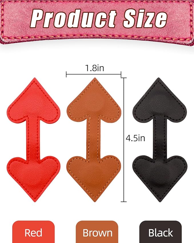 3Pcs Heart-Shaped Magnetic Leather Bookmarks - Romantic Heart Bookmarks, Faux Leather Book Mark with Double-Sided Magnets, Love Gifts for Women, Students, Reading Lovers (Red+Black+Brown)