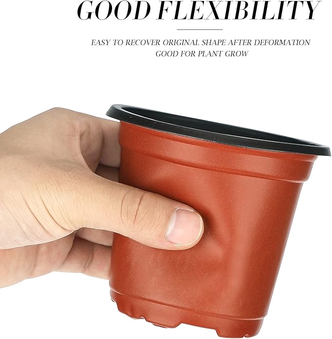 KINGLAKE 100 Pcs 4" Plastic Plants Nursery Pot/Pots Seedlings Flower Plant Container Seed Starting Pots,4 Inch,Red
