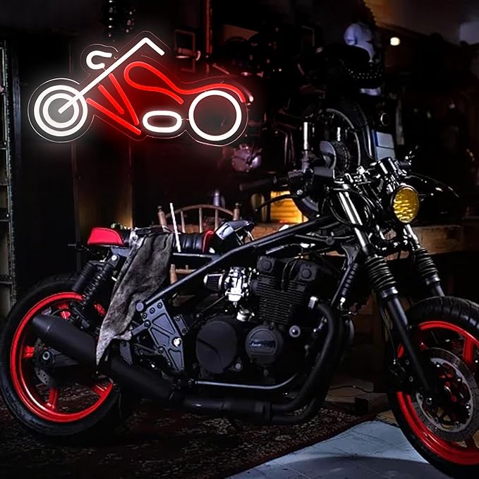 Motorcycle Neon Sign for Man Cave Motor LED Light up Sign for Wall or Garage Decor Neon light for Auto Room Repair Shop Workshop Birthday Gift,Size16.1 * 8.6inch(ZYLD076)
