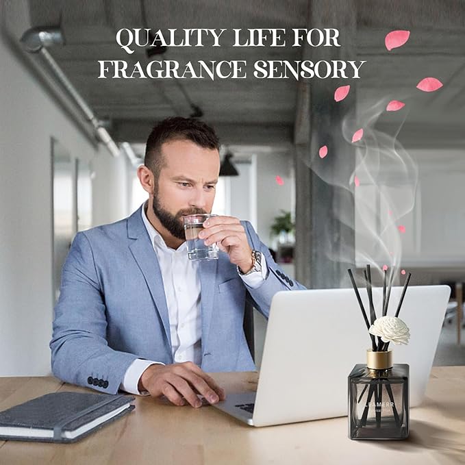 Reed Diffuser with Natural Aroma Essential Oil Tropical Fruit Scent- 6.3 oz (180 ml) Home Fragrance with Sticks Reed Diffuser Flower for Home Room Office Bathroom Shelf Decor