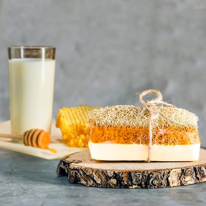 Natural Handmade Donkey Milk & Honey Soap Bar With Pumpkin Fiber 120gr | Anti Ageing | Anti Wrinkle | Effective For Acne And Eczema