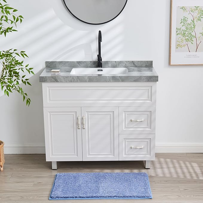 Douceur Blue Bathroom Rugs Non Slip, Super Soft Microfiber Bath Mats for Bathroom Washable, Fluffy Absorbent Bath Rugs, Quick Dry Shower Mat, 32" x 20"