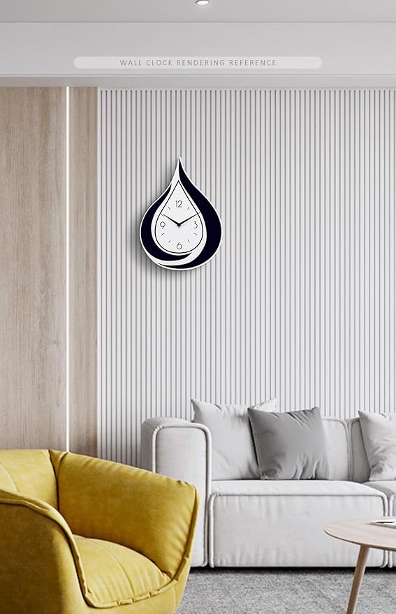 Modern Water Drop Wall Clock - Black & White Teardrop Design