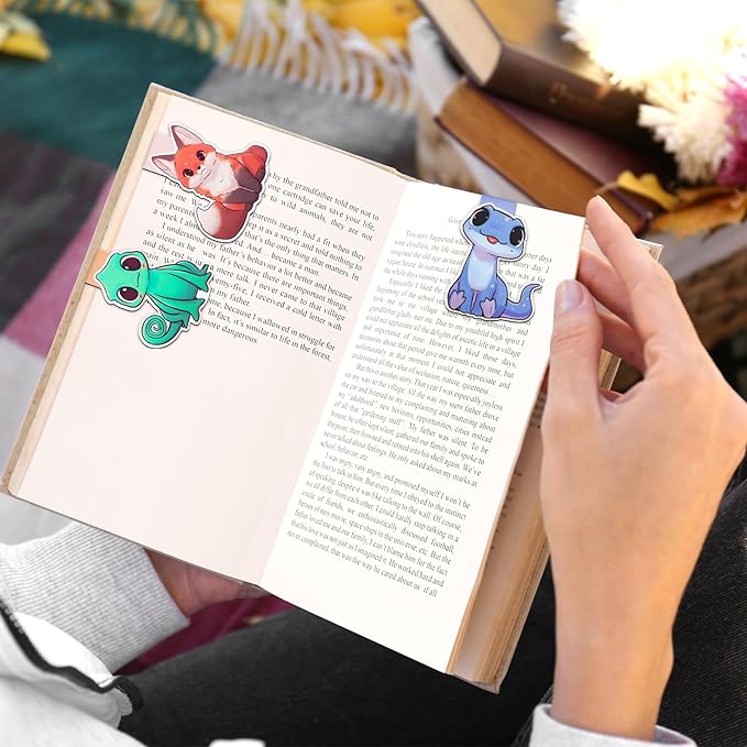 Cute Magnetic Bookmarks, Animals Book Page Markers, Book Marks for Kids Book Lovers Students Teachers Reading