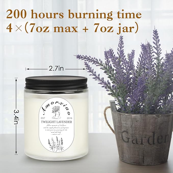 4 Pack Candles for Home Scented, Lavender Candles, 28 oz 200 Hour Aromatherapy Candles, Long Lasting Candle Gift Set for Women, Perfect for Birthday Gifts