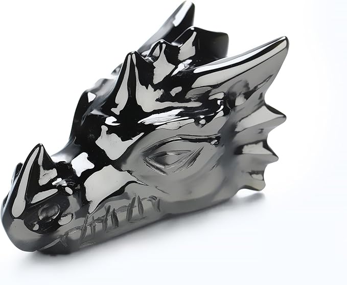 Skullis 2.0" Black Obsidian Hand Carved Crystal Dragon Head Skull Sculpture, Crystal Healing.1487