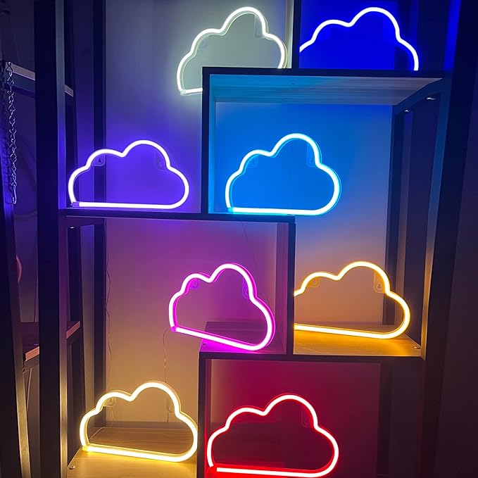 Cloud Neon Signs, LED Cloud Neon Light for Wall Decor, Battery or USB Powered Cloud Sign Shaped Decoration Wall Lights for Bedroom Aesthetic Teen Girl Kid Room Christmas Birthday Wedding Party (Warm Yellow)