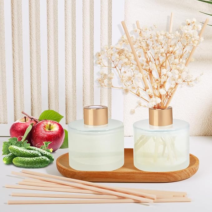 Reed Diffuser Set, 5.28oz (150ml) Melon & 5.28oz (150ml) Fruit Scent Diffuser with 16 Sticks Long Lasting Fragrance for Home, Bathroom, Room Decor