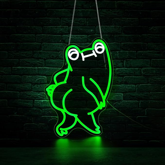 Funny Frog Neon Sign for Wall Decor Led Neon Signs Light Bar Decor Up Sign Room Decor Neon Lights Sign Frog Decor USB Powered for Man Cave Decor Frog Lamp
