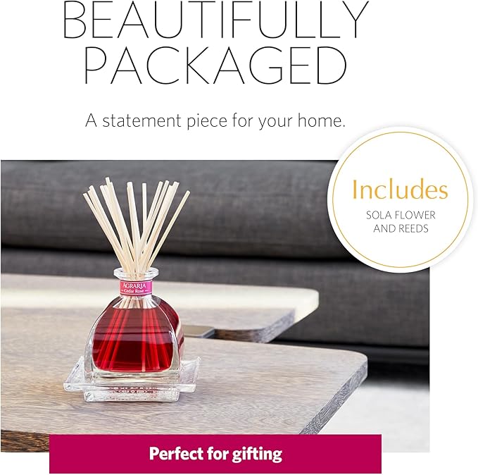 AGRARIA AirEssence Flower and Reed Diffuser Set, Hand Crafted Sola Flower Botanical Home Fragrance Diffuser, Scented Oil Reed Diffuser, Flower and Reed Diffuser Gift Set for All Occasions