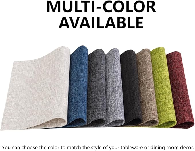 Placemats Set of 4, Bilayer Thickened Linen Place Mats Heat Resistant Machine Washable Wrinkle Free Carefully Selected Polyester Mats for Kitchen/Dining/Coffee Table (Cream Beige)