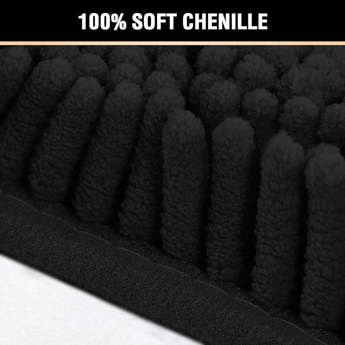H.VERSAILTEX Bath Mat, 20" x 32" Plus 17" x 24", Black