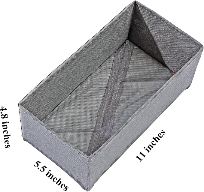 Socks Drawer Organizer Set of 3 Pack Gray, Underwear Dividers, Closet Cabinet Dresser Storage Boxes for Panties Stockings Leggings