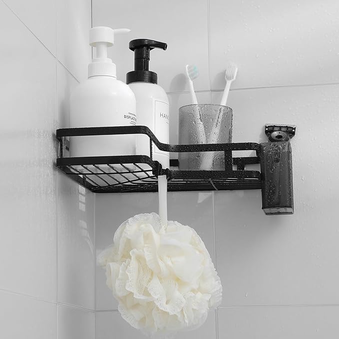 Corner Shower Caddy,2 Pack Rustproof Corner Organizer Shelves,No Drilling Stainless Steel Shower Organizer for Bathroom,Bathtub,Shower Pan,Bath Accessories Shower Caddies(Black)