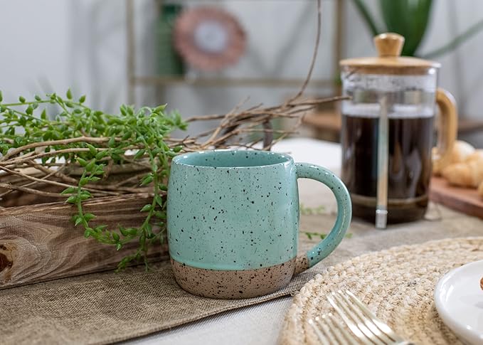 Elanze Designs Speckled Raw Bottom 17 ounce Ceramic Mug, Mint Green