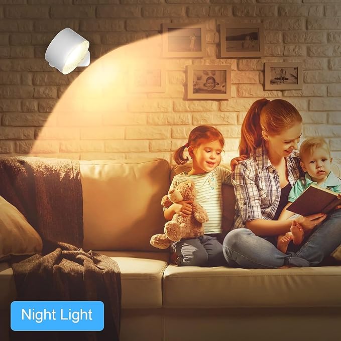 Lightess 2PC LED Wall Sconces, 19 Colors Dimmable Wall Mounted Lamp with Rechargeable Battery Operated USB, 360°Rotate Magnetic Ball, Touch & Remote Control, Cordless Wall Light for Reading-White