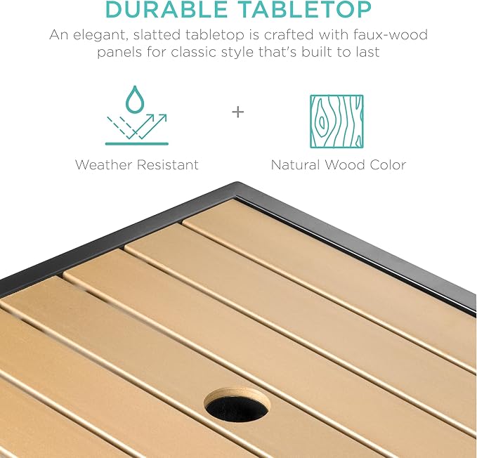 Best Choice Products Wicker Side Table with Umbrella Hole, Square PE Rattan Outdoor End Table for Patio, Garden, Poolside, Deck w/UV-Resistant Frame, Storage Space - Brown