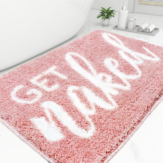 Small Bath Mat Pink Bathroom Rugs - Trendy Absorbent Cute Rugs, Pink Bathroom Decor, Non Slip Bath Mat Decor Funny Bath Rug Aesthetic Bathmats for Sink tub and Shower 16" x 24"