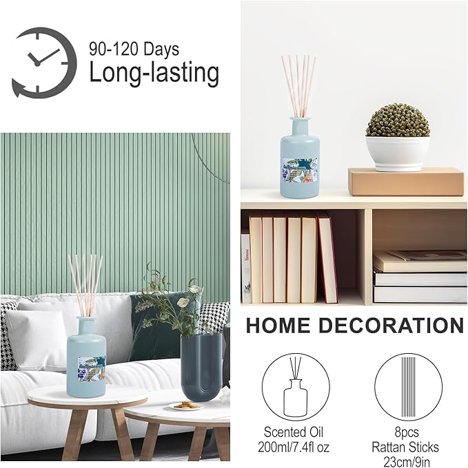 Reed Diffuser Set - Tuberose Essential Oil, 200ml/6.8fl oz Orange Blossom Floral Aroma Scented Oil, Sandalwood Aroma Aromatherapy, Home Fragrance with Rattan Sticks for Room Decor