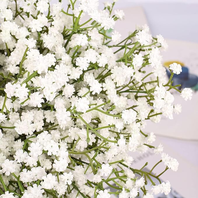 N&T NIETING Babys Breath Artificial Flowers Bulk White, 30Pcs Real Touch Faux Gypsophila Bouquets for Wedding Arch, Event Decor, Party Centerpieces, DIY Floral Arrangements, White