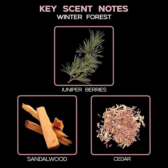 LOVSPA Winter Forest Pine Reed Diffuser Gift Set | Juniper Berries, Sandalwood & Cedar Notes | Made with Real Botanicals + Wooden Coaster | Proudly Made in The USA