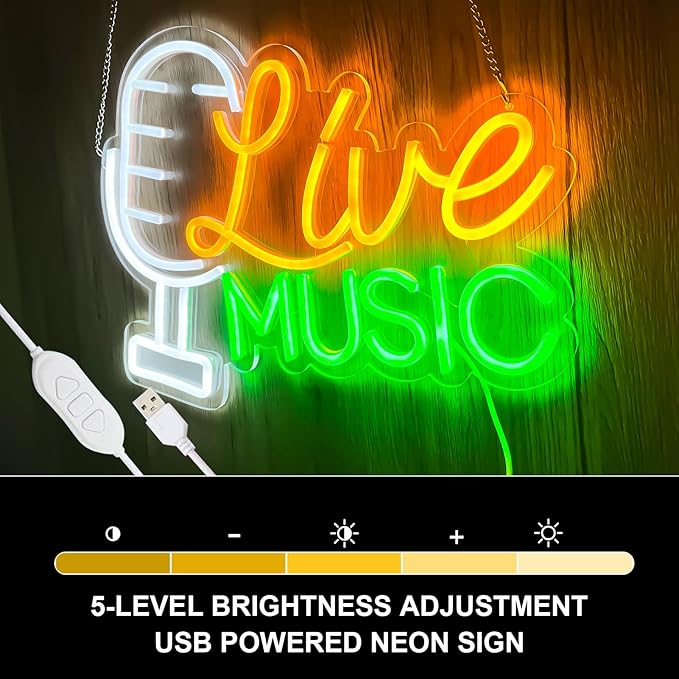 Live Nudes Neon Sign, Live Music Neon Signs for Wall Decor,Bright Dimmable Led Neon Light for Bedroom Music Studio Rec Room Game Musical Party Decor Birthday Kids Gifts