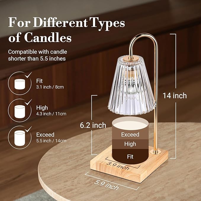 Candle Warmer Lamp with Timer Dimmer, Graduation Gifts for Her, Birthday Gifts for Mom Women Friend Sister, House Warming Gift New Home Decor, Wax Melt Warmer with 2 Bulbs for Jar Candles