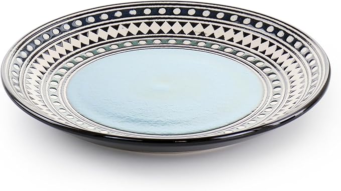 Elama Blue Sage 16 Piece Double Bowl Stoneware Dinnerware Set in Blue