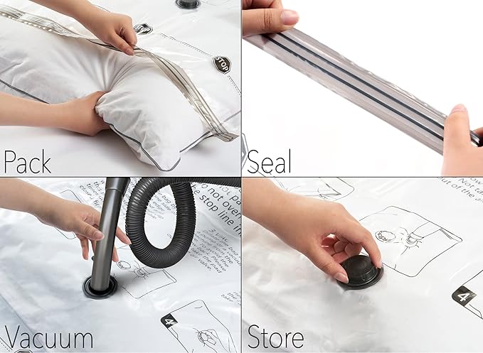 SpaceAid Vacuum Storage Bags, Space Saver Sealer Compression Bags for Comforters, Blankets, Pillows, Bedding, Clothes (3 XX-Large, 3 X-Large, 3 Large, 3 Medium, 3 Small), (Variety 15 Pack)