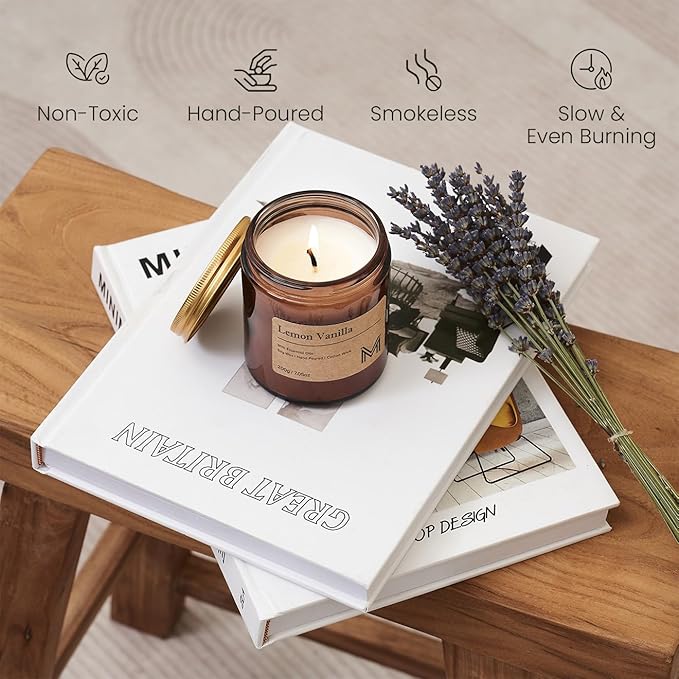 M&SENSE Lemon Vanilla Home Scented Candle for Relaxation, Gifting, Spa | 7.05oz Candle Gift for Birthday Housewarming Mother's Valentine Day