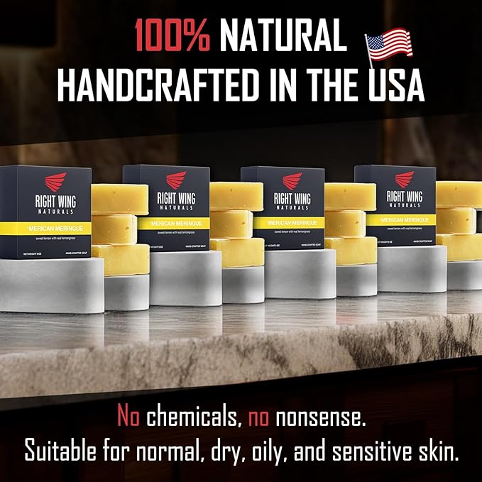 Right Wing Naturals Bar Soap Gift Set for Men | Handcrafted Cold-Pressed Soap | Handmade Organic Soap for Men | Most Popular Flavors | Natural Scented Men’s Bar Soap| Pack of 4 Bars