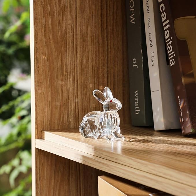 Crystal Rabbit Figurine Faceted Glass Bunny Statue Clear Ornament Animal Collectible Sculpture Handscraft Paperweight Home Decor