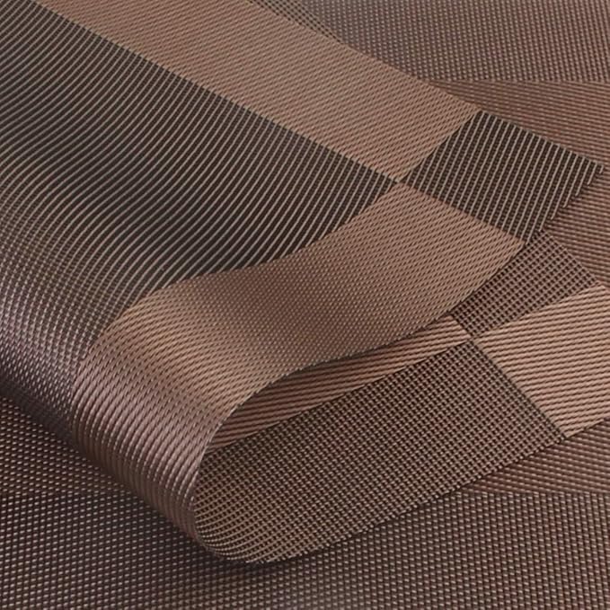 DACHUI Heat-Resistant Placemats Stain Resistant Anti-Skid Washable PVC Table Mats Woven Vinyl Placemats (4pcs, Brown-Cross)