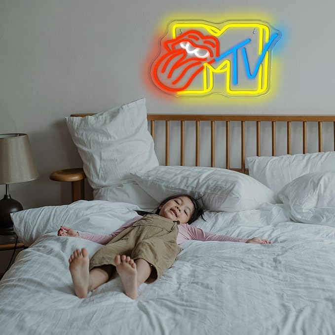 Neon Sign,Lips Neon Signs for Wall Decor,Led Sign for Boys Girls Gaming Room, Lips Neon Lights for Bedroom Man Cave,USB Powered Light Up Sign for Birthday Party Living Room Decoration