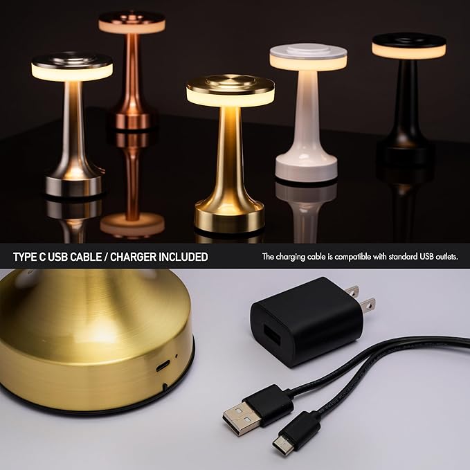 O’Bright Portable LED Table Lamp with Touch Sensor, 3-Levels Brightness, Rechargeable Battery Up to 48 Hours Usage, Night Light for Kids Nursery, Nightstand Lamp, Bedside Lamp (Gold)