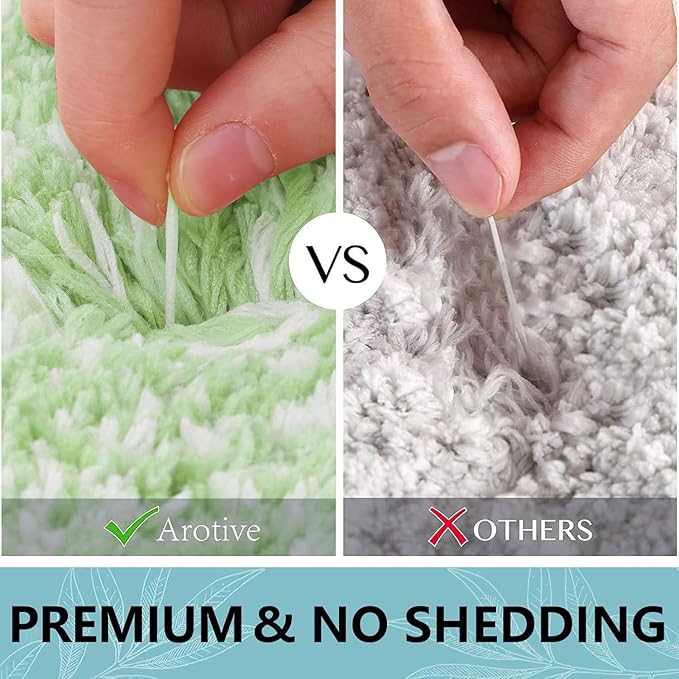 Arotive Microfiber Bathroom Rugs, Shaggy Soft and Absorbent Bath Rug, Non-Slip, Thick Plush Machine Washable Dry Bath Mats for Bathroom, Tub and Shower, 59x24, Sage Green