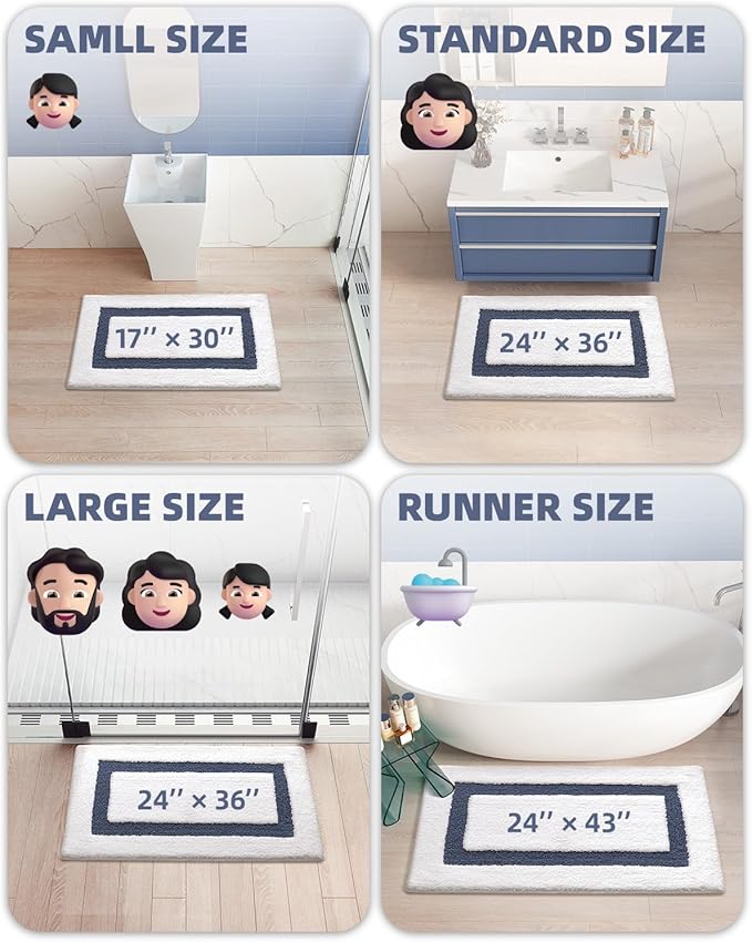 Color&Geometry Bathroom Rugs, Water Absorbent and Quick Dry Microfiber Bath Rugs-24"x36", Non-Slip, Machine Washable, Extra Soft Plush Bath Mats for Bathroom, Laundry Room, Shower and Tub