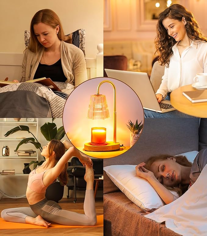 Candles Wax Warmers Lamps with Timer Electric Candle Warmer Lamp for Jar Candles Burner Dimmable Light Modern No Flame Scented Warming Adjustable Height
