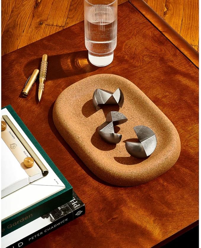 Craighill Little Cloud Tray - Decorative Catch-All Tray for Dresser, Nightstand & Entryway Table, Vanity Tray for Jewelry & Keys, Solid Cork Table Decor