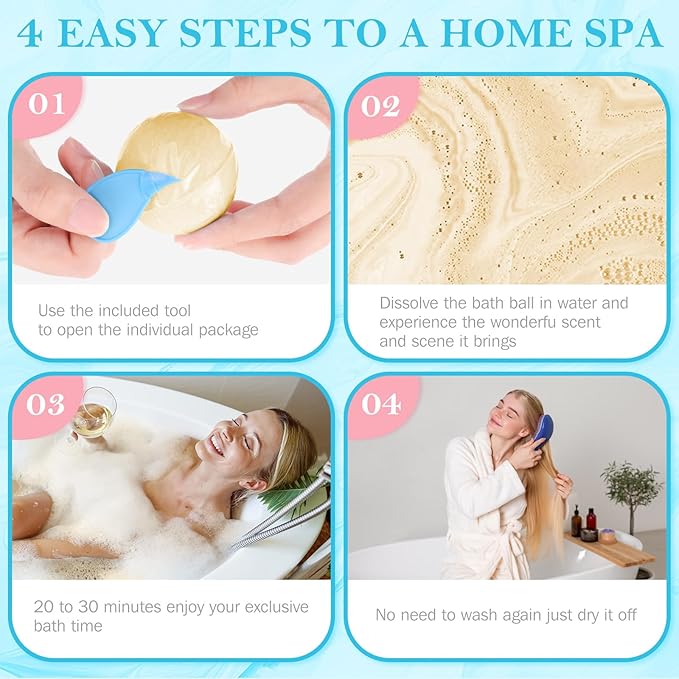 Mother's Day Bath Bombs Set, 7 Packs Bubble Fizzies Relaxation with Shea Butter, Dry Skin Moisturize, Birthday, Idea for Women, Wife, Girlfriend