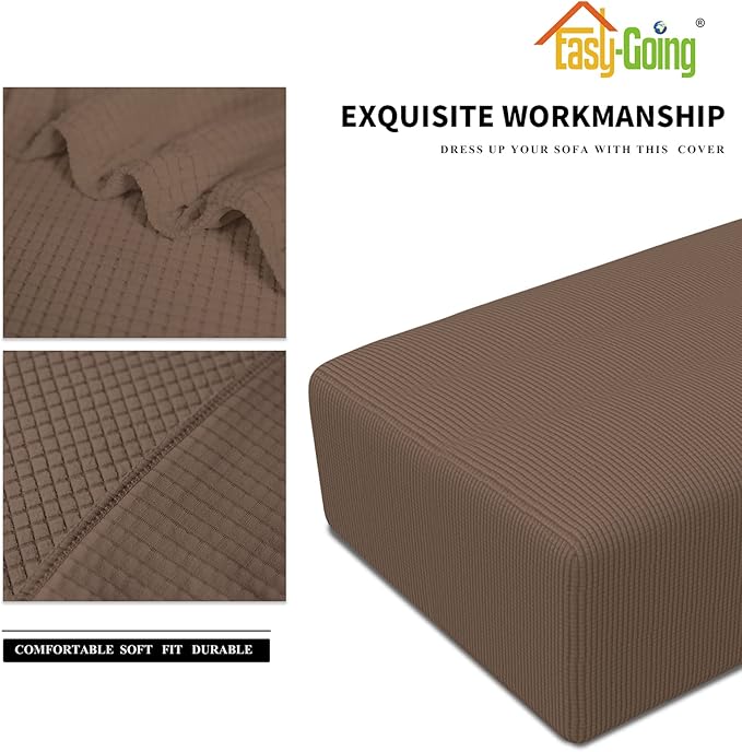 Easy-Going Stretch Ottoman Cover Folding Storage Stool Furniture Protector Soft Rectangle Slipcover with Elastic Bottom (Ottoman XX-Large, Brown)