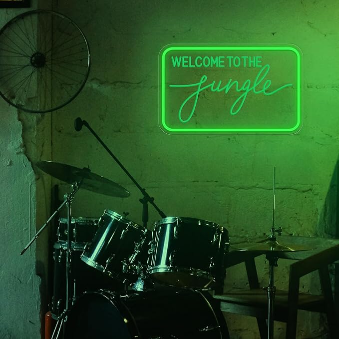 Welcome to The Jungle Neon Sign for Wall Decor, LED Neon Lights Party Decorations, USB Powered Switch Adjustable Brightness LED Neon Lights, for Office Room, Gym Room, Man Cave Decor