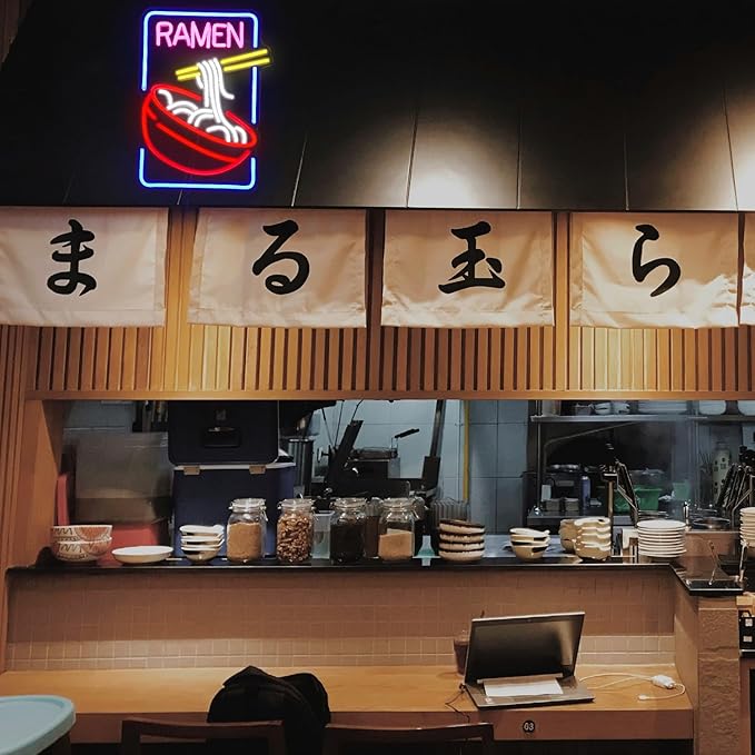 Ramen Neon Sign Noodle Led Neon Lights for Wall Decor Neon Ramen Light up Sign Powered by USB Multi colored Neon Lights for Restaurant Ramen Shop Window(16.5’’X12’’)