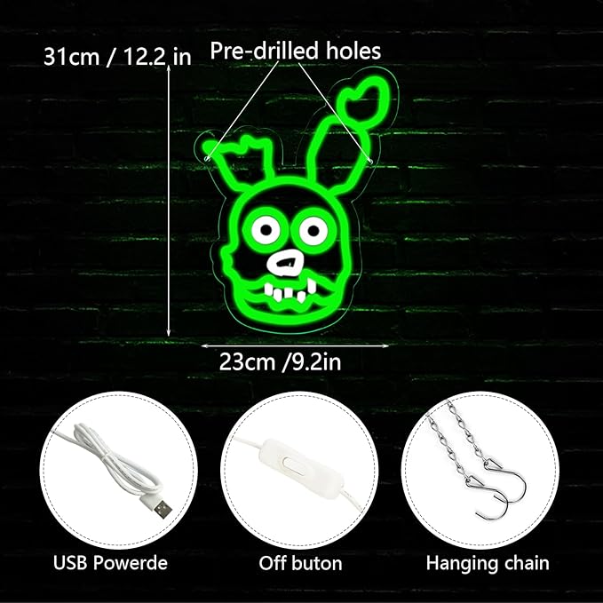 Springtrap Neon Signs for Wall Decor,LED Neon Lights for Bedroom,Birthday、Christmas Gifts for Kids