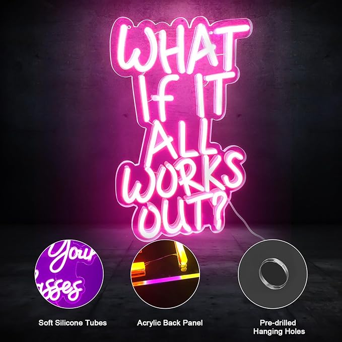 Pink Neon Signs for Wall Decor,Motivational Quotes LED Neon Sign Light, Bright Dimmable Inspirational Office Home Bedroom Wall Decor, Gifts for Kids Birthday