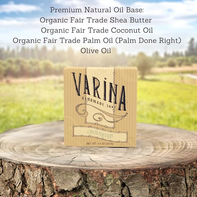 Varina Natural Cucumelon Bar Soap - Gentle Cleansing for Sensitive Skin, Fruity - 3 Pack