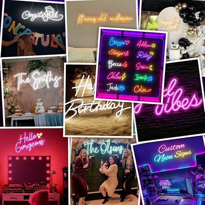 Custom Neon Signs for Wall Decor, Personalized Name Dimmable LED Neon Light Signs for Bedroom,Wedding Birthday Party for Girls And Boys Gift