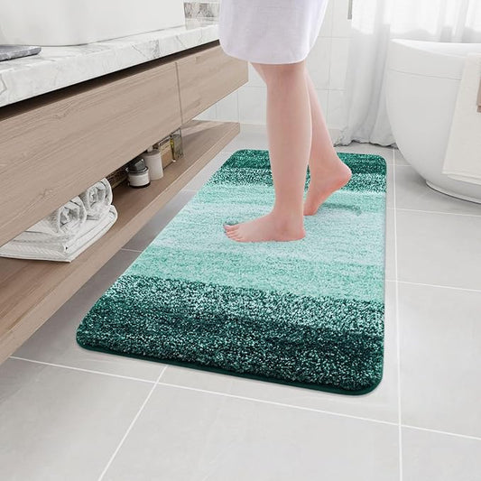 Arotive Microfiber Bathroom Rugs, Shaggy Soft and Absorbent Bath Rug, Non-Slip, Thick Plush Machine Washable Dry Bath Mats for Bathroom, Tub and Shower, 40x24, Dark Green