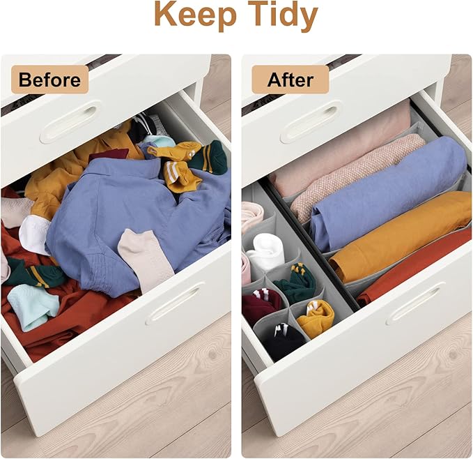Organizer Divider, Foldable Closet Storage Organizer Basket, and Fabric Organization Bins for Clothes 8 Pack