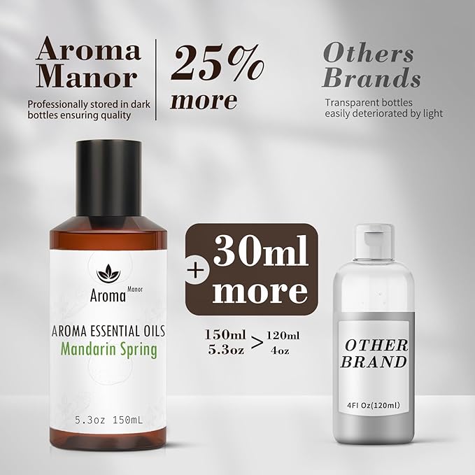 Hotel Diffuser Oil - Mandarin Spring Essential Oils for Scent Diffuser - Tangerine, Lime, Gardenia, Green Grass -Home Luxury Scents Aroma Fragrance for Home, Office